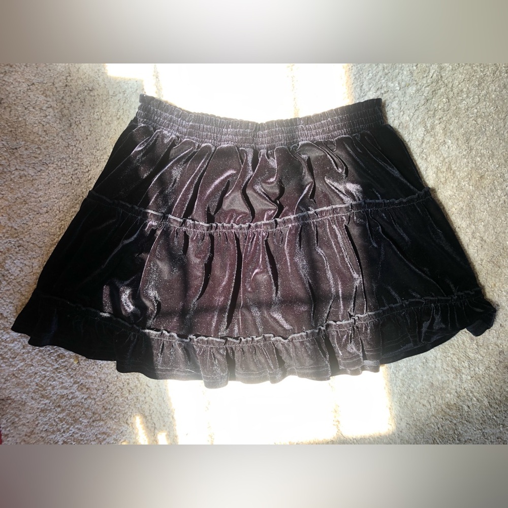 Laundry By Shelli Segal Black Velvet Tiered Mini Skirt